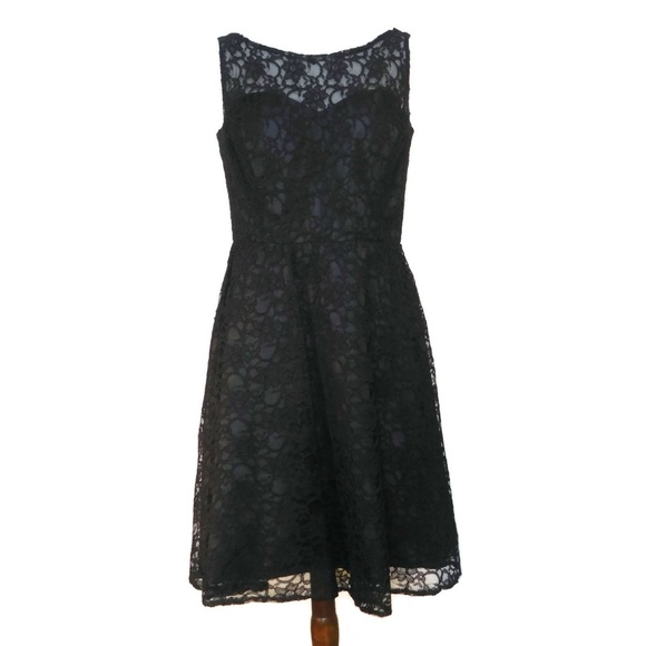 MARINA Dresses & Skirts - MARINA Black Lace Dress Size 16 Fit & Flare